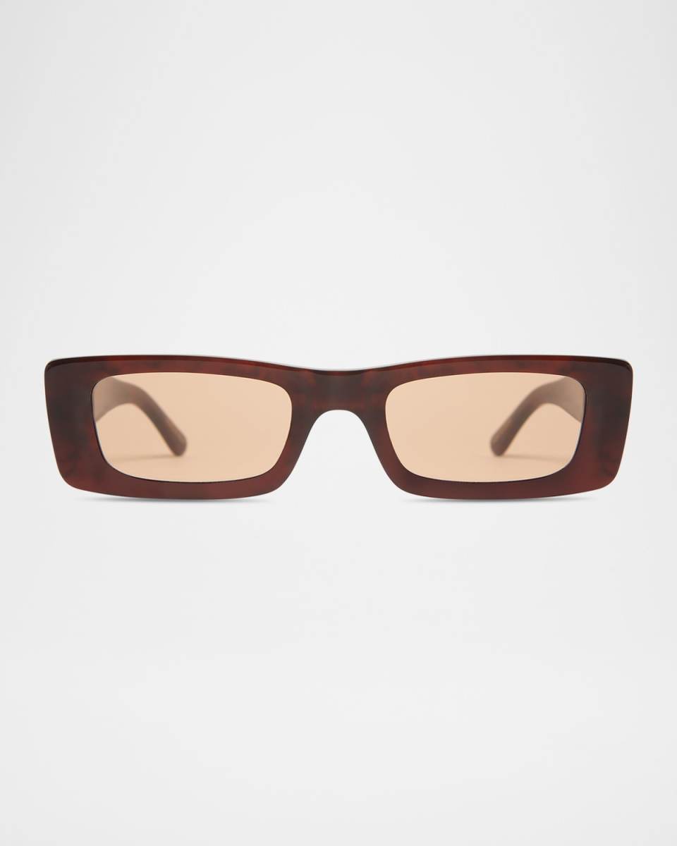 Flynn Glossy Acetate Rectangle Sunglasses